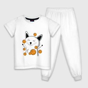 Детская пижама хлопок с принтом Счастливый Котэ баскетболист , 100% хлопок |  брюки и футболка прямого кроя, без карманов, на брюках мягкая резинка на поясе и по низу штанин
 | 