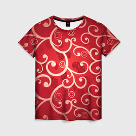 Женская футболка 3D с принтом Background , 100% полиэфир ( синтетическое хлопкоподобное полотно) | прямой крой, круглый вырез горловины, длина до линии бедер | hearts | red | romantic | valentine | прикольные | сердечки | фон