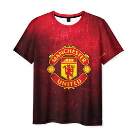 Мужская футболка 3D с принтом Манчестер Юнайтед , 100% полиэфир | прямой крой, круглый вырез горловины, длина до линии бедер | апл | манчестер юнайтед | футбол