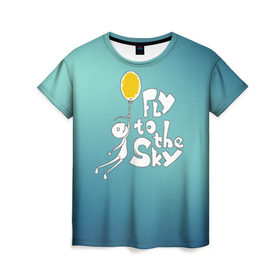 Женская футболка 3D с принтом В небо , 100% полиэфир ( синтетическое хлопкоподобное полотно) | прямой крой, круглый вырез горловины, длина до линии бедер | летать | небо | прикол | улететь