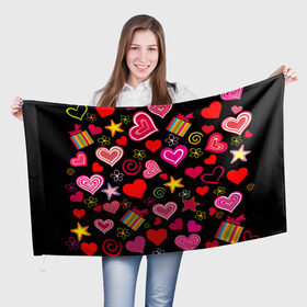 Флаг 3D с принтом Любовь , 100% полиэстер | плотность ткани — 95 г/м2, размер — 67 х 109 см. Принт наносится с одной стороны | love is | любовь | подарки | сердца