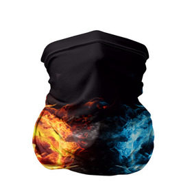 Бандана-труба 3D с принтом Лёд и пламя , 100% полиэстер, ткань с особыми свойствами — Activecool | плотность 150‒180 г/м2; хорошо тянется, но сохраняет форму | Тематика изображения на принте: вода | красный | лёд и пламя | огонь | руки | синий | столкновение | удар