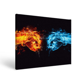 Холст прямоугольный с принтом Лёд и пламя , 100% ПВХ |  | Тематика изображения на принте: вода | красный | лёд и пламя | огонь | руки | синий | столкновение | удар