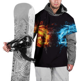 Накидка на куртку 3D с принтом Лёд и пламя , 100% полиэстер |  | Тематика изображения на принте: вода | красный | лёд и пламя | огонь | руки | синий | столкновение | удар