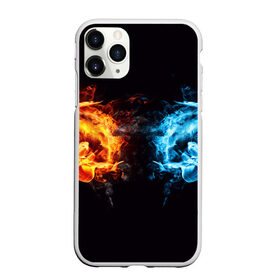 Чехол для iPhone 11 Pro матовый с принтом Лёд и пламя , Силикон |  | вода | красный | лёд и пламя | огонь | руки | синий | столкновение | удар