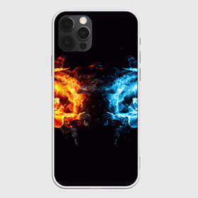 Чехол для iPhone 12 Pro Max с принтом Лёд и пламя , Силикон |  | Тематика изображения на принте: вода | красный | лёд и пламя | огонь | руки | синий | столкновение | удар