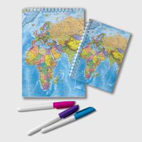 Блокнот с принтом Карта , 100% бумага | 48 листов, плотность листов — 60 г/м2, плотность картонной обложки — 250 г/м2. Листы скреплены удобной пружинной спиралью. Цвет линий — светло-серый
 | map | world | глобус | мир | россия
