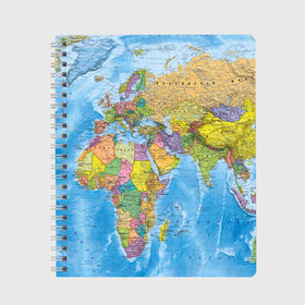 Тетрадь с принтом Карта , 100% бумага | 48 листов, плотность листов — 60 г/м2, плотность картонной обложки — 250 г/м2. Листы скреплены сбоку удобной пружинной спиралью. Уголки страниц и обложки скругленные. Цвет линий — светло-серый
 | map | world | глобус | мир | россия