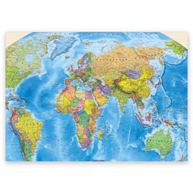 Поздравительная открытка с принтом Карта , 100% бумага | плотность бумаги 280 г/м2, матовая, на обратной стороне линовка и место для марки
 | map | world | глобус | мир | россия