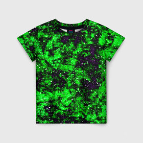 Детская футболка 3D с принтом Green color , 100% гипоаллергенный полиэфир | прямой крой, круглый вырез горловины, длина до линии бедер, чуть спущенное плечо, ткань немного тянется | гранж | зеленый | краска | новые | текстуры | цветные