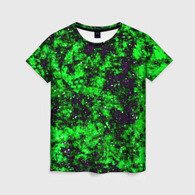 Женская футболка 3D с принтом Green color , 100% полиэфир ( синтетическое хлопкоподобное полотно) | прямой крой, круглый вырез горловины, длина до линии бедер | гранж | зеленый | краска | новые | текстуры | цветные