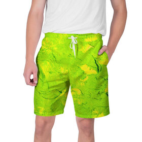 Мужские шорты 3D с принтом Зеленая краска ,  полиэстер 100% | прямой крой, два кармана без застежек по бокам. Мягкая трикотажная резинка на поясе, внутри которой широкие завязки. Длина чуть выше колен | 