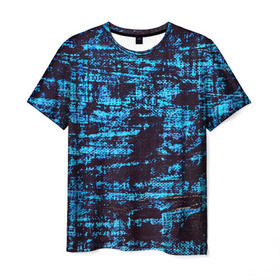 Мужская футболка 3D с принтом Джинсовый , 100% полиэфир | прямой крой, круглый вырез горловины, длина до линии бедер | blue | grunge | джинсы | краска