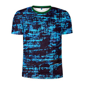 Мужская футболка 3D спортивная с принтом Джинсовый , 100% полиэстер с улучшенными характеристиками | приталенный силуэт, круглая горловина, широкие плечи, сужается к линии бедра | blue | grunge | джинсы | краска