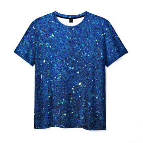 Мужская футболка 3D с принтом Blue mirror , 100% полиэфир | прямой крой, круглый вырез горловины, длина до линии бедер | green | абстракции | гранж | мозаика | стекло | текстуры