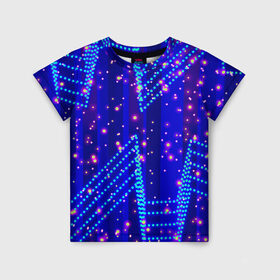 Детская футболка 3D с принтом Огоньки , 100% гипоаллергенный полиэфир | прямой крой, круглый вырез горловины, длина до линии бедер, чуть спущенное плечо, ткань немного тянется | арт | огоньки | прикольные | свет | синий | текстуры