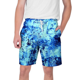 Мужские шорты 3D с принтом Grunge Blue ,  полиэстер 100% | прямой крой, два кармана без застежек по бокам. Мягкая трикотажная резинка на поясе, внутри которой широкие завязки. Длина чуть выше колен | 