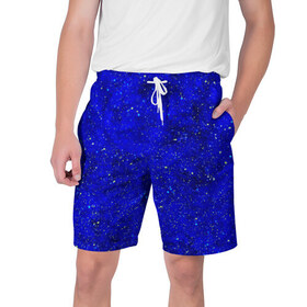 Мужские шорты 3D с принтом Звезды ,  полиэстер 100% | прямой крой, два кармана без застежек по бокам. Мягкая трикотажная резинка на поясе, внутри которой широкие завязки. Длина чуть выше колен | вселенная | синий