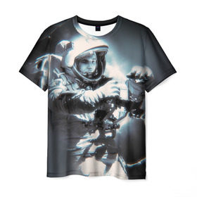 Мужская футболка 3D с принтом Гагарин 5 , 100% полиэфир | прямой крой, круглый вырез горловины, длина до линии бедер | 12 апреля | гагарин | день космонавтики | космонавт | космонавтика | космос | юра | юрий