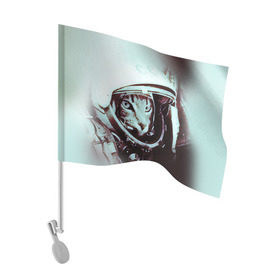 Флаг для автомобиля с принтом Котмонавт , 100% полиэстер | Размер: 30*21 см | 12 апреля | гагарин | день космонавтики | космонавт | космонавтика | космос | юра | юрий