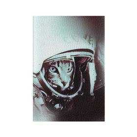Обложка для паспорта матовая кожа с принтом Котмонавт , натуральная матовая кожа | размер 19,3 х 13,7 см; прозрачные пластиковые крепления | Тематика изображения на принте: 12 апреля | гагарин | день космонавтики | космонавт | космонавтика | космос | юра | юрий