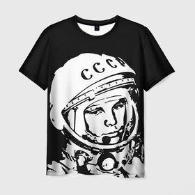 Мужская футболка 3D с принтом Гагарин 9 , 100% полиэфир | прямой крой, круглый вырез горловины, длина до линии бедер | 12 апреля | гагарин | день космонавтики | космонавт | космонавтика | космос | юра | юрий