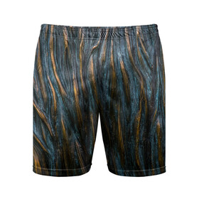 Мужские шорты 3D спортивные с принтом Золотистые волны ,  |  | Тематика изображения на принте: волны | линии