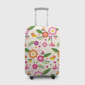 Чехол для чемодана 3D с принтом Весенние настроение , 86% полиэфир, 14% спандекс | двустороннее нанесение принта, прорези для ручек и колес | весна | птицы | цветы