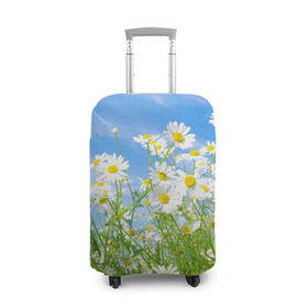 Чехол для чемодана 3D с принтом Ромашки , 86% полиэфир, 14% спандекс | двустороннее нанесение принта, прорези для ручек и колес | луг | цветы