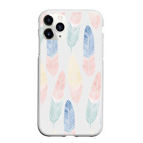 Чехол для iPhone 11 Pro Max матовый с принтом Разноцветные перья , Силикон |  | индейцы | перья | птицы | цвета