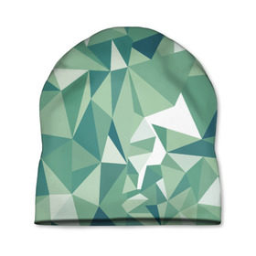 Шапка 3D с принтом Зеленые полигоны , 100% полиэстер | универсальный размер, печать по всей поверхности изделия | линии | полигоны | ромбы | текстуры