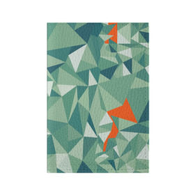 Обложка для паспорта матовая кожа с принтом Зеленые полигоны , натуральная матовая кожа | размер 19,3 х 13,7 см; прозрачные пластиковые крепления | линии | полигоны | ромбы | текстуры