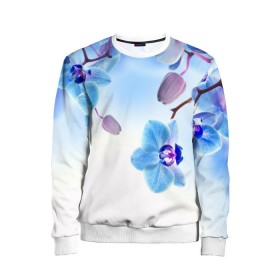 Детский свитшот 3D с принтом Голубая орхидея , 100% полиэстер | свободная посадка, прямой крой, мягкая тканевая резинка на рукавах и понизу свитшота | Тематика изображения на принте: голубая орхидея | красота | орхидеи | природа | цветок | цветочек | цветы