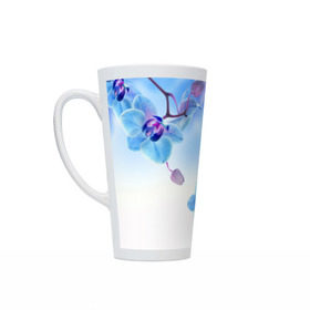 Кружка Латте с принтом Голубая орхидея , Белая керамика | Объем 480 мл; Высота 150 мм; Диаметр 90 мм | голубая орхидея | красота | орхидеи | природа | цветок | цветочек | цветы