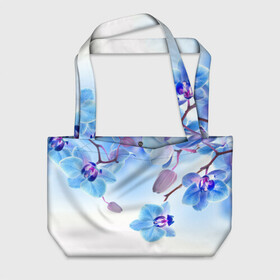 Пляжная сумка 3D с принтом Голубая орхидея , 100% полиэстер | застегивается на металлическую кнопку; внутренний карман застегивается на молнию. Стенки укреплены специальным мягким материалом, чтобы защитить содержимое от несильных ударов
 | голубая орхидея | красота | орхидеи | природа | цветок | цветочек | цветы
