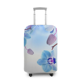 Чехол для чемодана 3D с принтом Голубая орхидея , 86% полиэфир, 14% спандекс | двустороннее нанесение принта, прорези для ручек и колес | голубая орхидея | красота | орхидеи | природа | цветок | цветочек | цветы