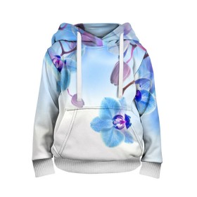 Детская толстовка 3D с принтом Голубая орхидея , 100% полиэстер | двухслойный капюшон со шнурком для регулировки, мягкие манжеты на рукавах и по низу толстовки, спереди карман-кенгуру с мягким внутренним слоем | Тематика изображения на принте: голубая орхидея | красота | орхидеи | природа | цветок | цветочек | цветы