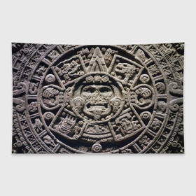 Флаг-баннер с принтом Календарь ацтеков , 100% полиэстер | размер 67 х 109 см, плотность ткани — 95 г/м2; по краям флага есть четыре люверса для крепления | ацтеки | история | календарь | круги