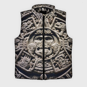 Мужской жилет утепленный 3D с принтом Календарь ацтеков ,  |  | Тематика изображения на принте: ацтеки | история | календарь | круги