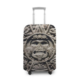 Чехол для чемодана 3D с принтом Календарь ацтеков , 86% полиэфир, 14% спандекс | двустороннее нанесение принта, прорези для ручек и колес | ацтеки | история | календарь | круги