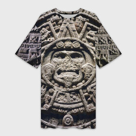 Платье-футболка 3D с принтом Календарь ацтеков ,  |  | ацтеки | история | календарь | круги