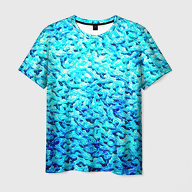 Мужская футболка 3D с принтом Вода , 100% полиэфир | прямой крой, круглый вырез горловины, длина до линии бедер | blue | арт | вода | волны | новые | прикольные | текстуры