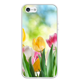 Чехол для iPhone 5/5S матовый с принтом Тюльпаны , Силикон | Область печати: задняя сторона чехла, без боковых панелей | букет | цветы