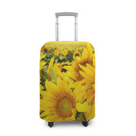 Чехол для чемодана 3D с принтом Подсолнухи , 86% полиэфир, 14% спандекс | двустороннее нанесение принта, прорези для ручек и колес | Тематика изображения на принте: желтый | солнце | цветок | яркий