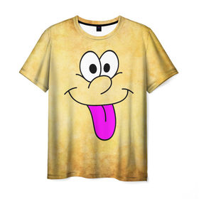 Мужская футболка 3D с принтом Балдею от всего , 100% полиэфир | прямой крой, круглый вырез горловины, длина до линии бедер | балдею от всего | веселье | мордочка | позитив | прикол | рожица | смайл | смех | улыбка | умора | хорошее настроение | юмор | язык