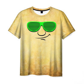 Мужская футболка 3D с принтом Знатный клаббер , 100% полиэфир | прямой крой, круглый вырез горловины, длина до линии бедер | Тематика изображения на принте: веселье | кислота | клаббер | клуб | мордочка | очки | позитив | прикол | рожица | смайл | смех | улыбка | умора | хорошее настроение | юмор