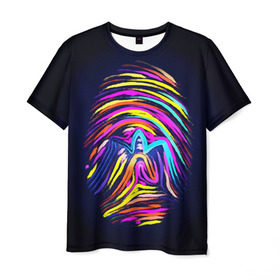 Мужская футболка 3D с принтом Отпечаток , 100% полиэфир | прямой крой, круглый вырез горловины, длина до линии бедер | краска | мазки | отпечаток пальца | палец | свет