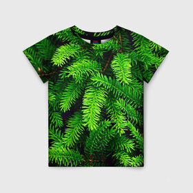 Детская футболка 3D с принтом Ёлка , 100% гипоаллергенный полиэфир | прямой крой, круглый вырез горловины, длина до линии бедер, чуть спущенное плечо, ткань немного тянется | green | дерево | елка | зеленый | природа