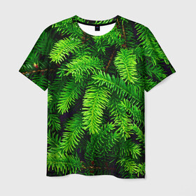 Мужская футболка 3D с принтом Ёлка , 100% полиэфир | прямой крой, круглый вырез горловины, длина до линии бедер | green | дерево | елка | зеленый | природа