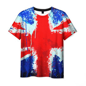 Мужская футболка 3D с принтом Англия , 100% полиэфир | прямой крой, круглый вырез горловины, длина до линии бедер | англия | краска | модные | популярные | прикольные | стена | флаг
